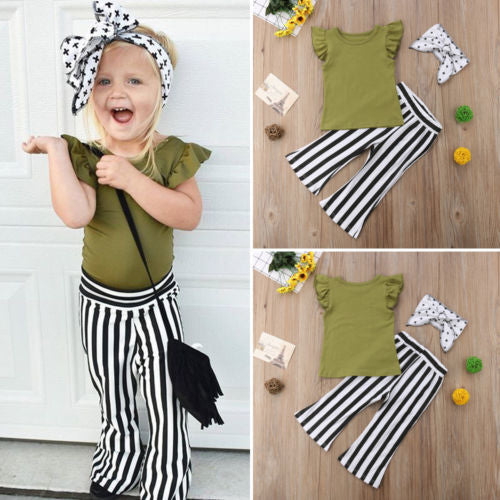 3PCS Kids Baby Girls Clothes Sleeveless Tops T