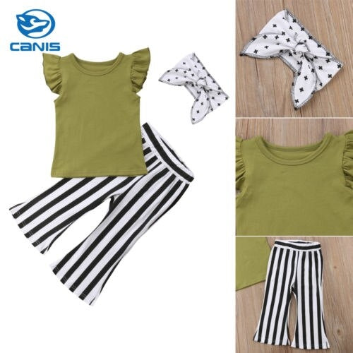 3PCS Kids Baby Girls Clothes Sleeveless Tops T
