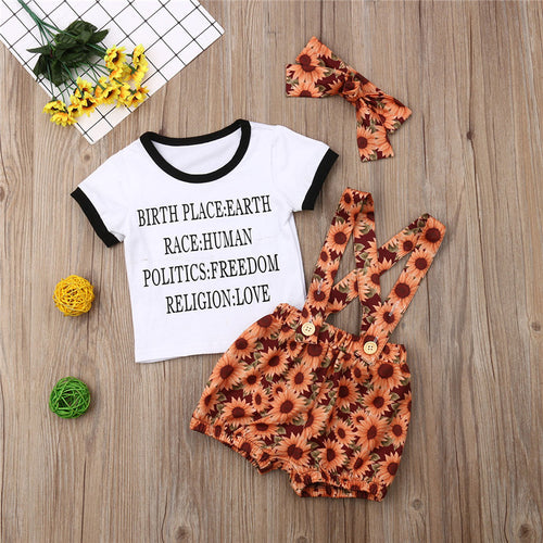 3pcs Toddler Kids Baby Girls Clothes Summer Letter