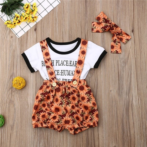3pcs Toddler Kids Baby Girls Clothes Summer Letter